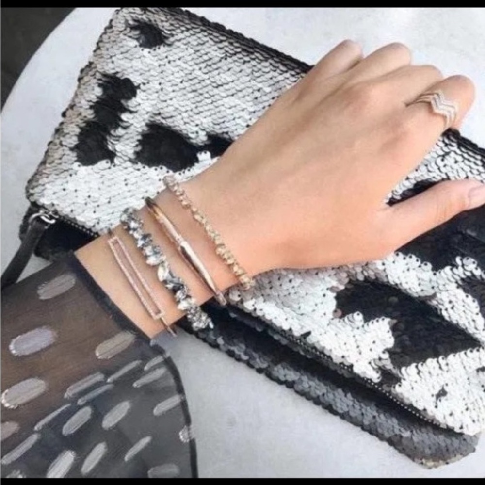 Stella and Dot Margeaux Clutch Pewter Silver & Black